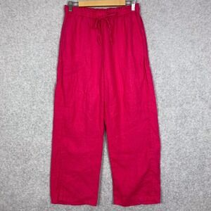 J.Crew Pink Soleil 100% Linen Wide Leg High Waisted Drawstring Pant Size Small